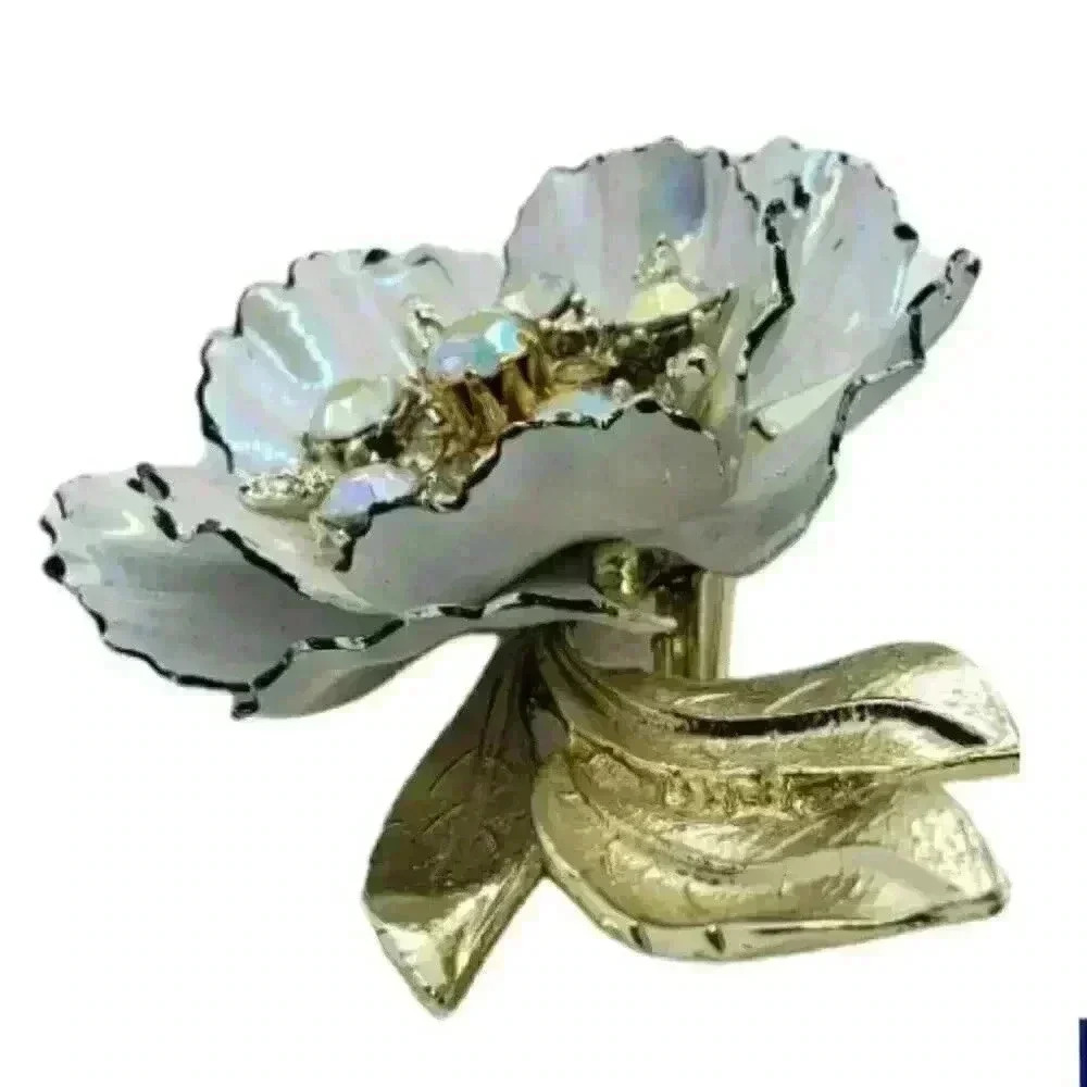 Vintage Coro Signed Brooch Flower Ruffle Iridescent Petals & AB Rhinestones RARE - Picture 5 of 8